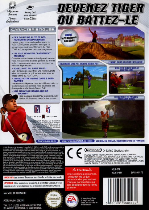 Tiger Woods PGA Tour 2003 — box-2D-back (FR)