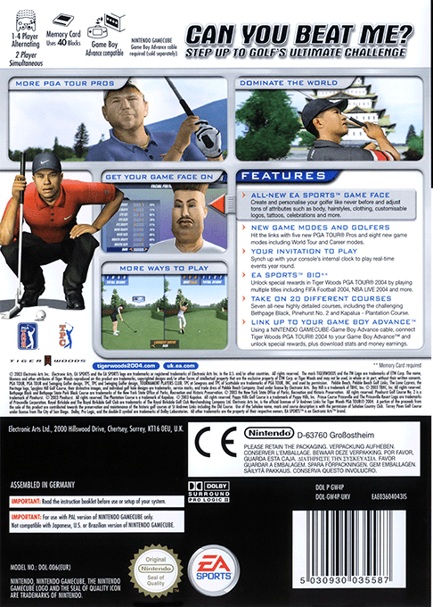 Tiger Woods PGA Tour 2004 — box-2D-back (EU)