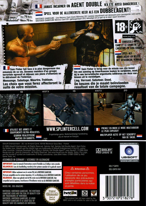 Tom Clancy's Splinter Cell - Double Agent — box-2D-back (FR)