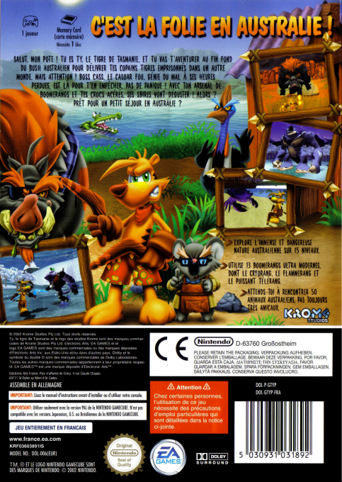 Ty - The Tasmanian Tiger — box-2D-back (FR)