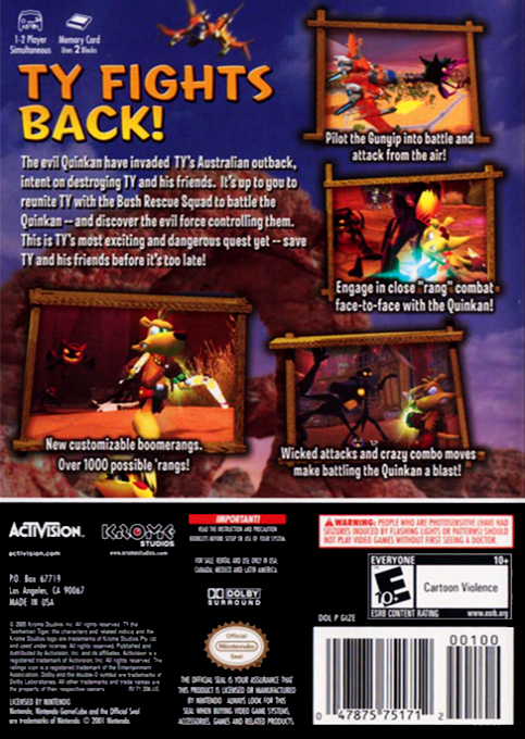 Ty the Tasmanian Tiger 3 - Night of the Quinkan — box-2D-back (US)
