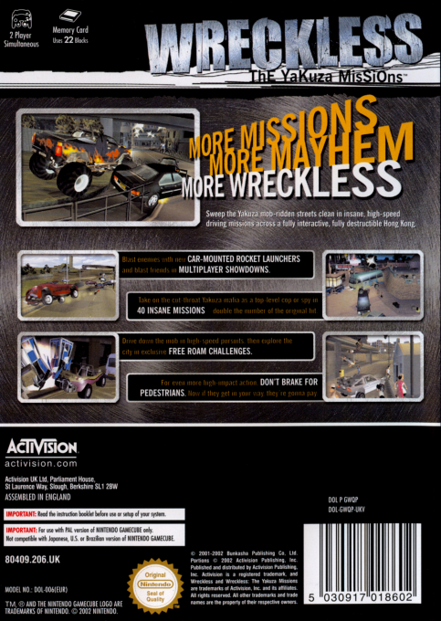 Wreckless : The Yakuza Missions — box-2D-back (EU)