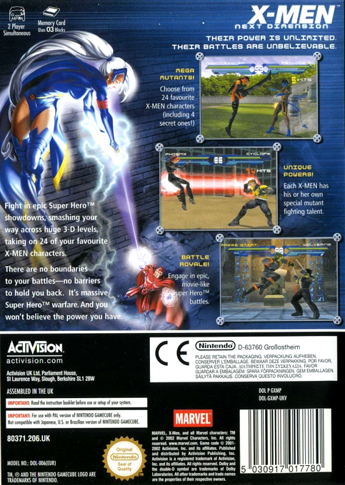X-Men - Next Dimension — box-2D-back (EU)