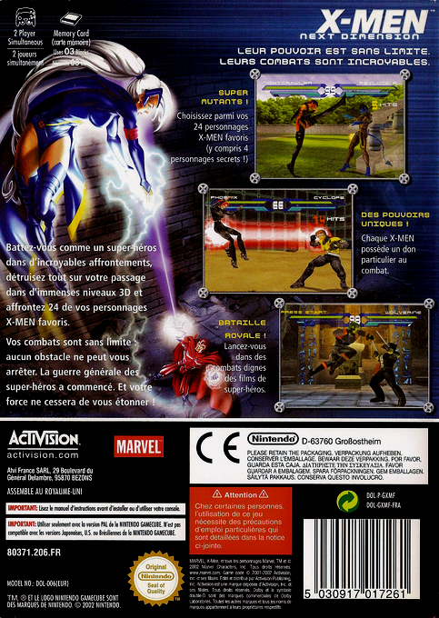 X-Men - Next Dimension — box-2D-back (FR)