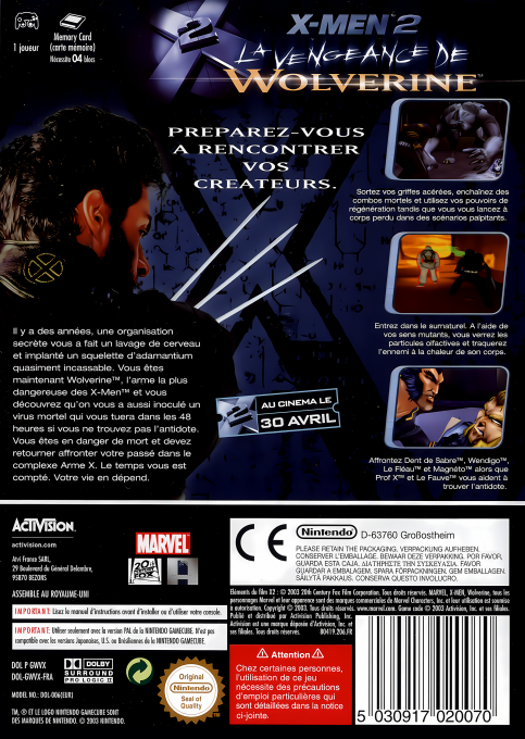 X-Men 2 - Wolverine's Revenge — box-2D-back (FR)