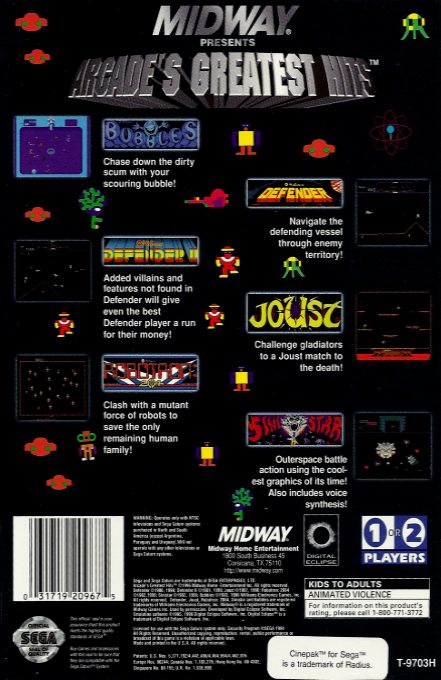 Midway Presents Arcade's Greatest Hits — box-2D-back (US)