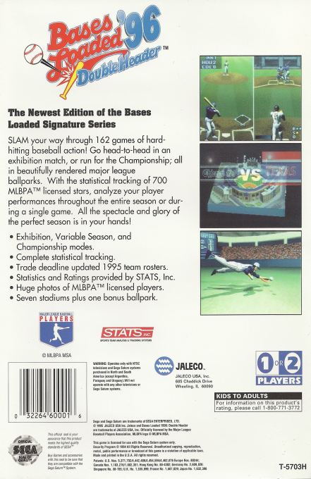 Bases Loaded '96 - Double Header — box-2D-back (US)