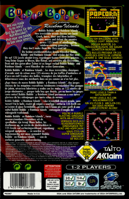 Bubble Bobble also Featuring Rainbow Islands — box-2D-back (EU)