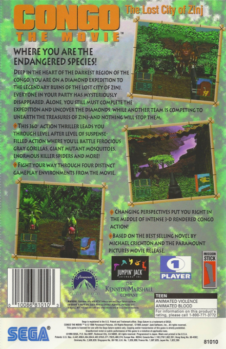 Congo - The Movie - The Lost City of Zinj — box-2D-back (US)