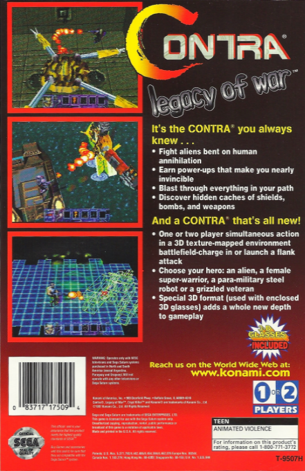 Contra - Legacy of War — box-2D-back (US)