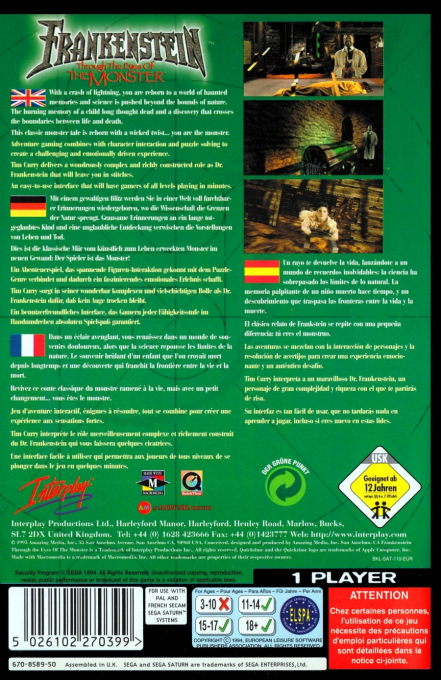 Frankenstein - Through the Eyes of the Monster — box-2D-back (EU)