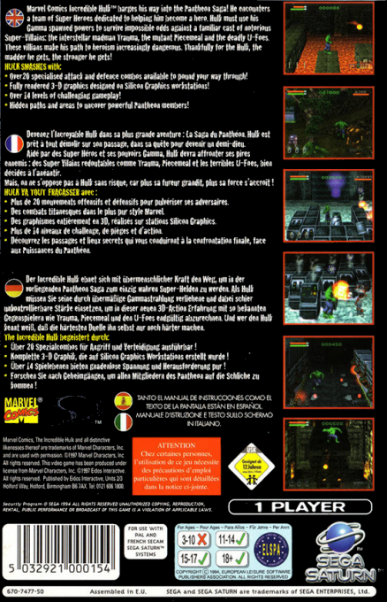 Incredible Hulk - The Pantheon Saga, The — box-2D-back (EU)