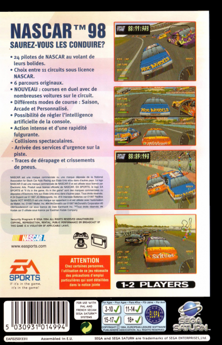 NASCAR 98 — box-2D-back (FR)
