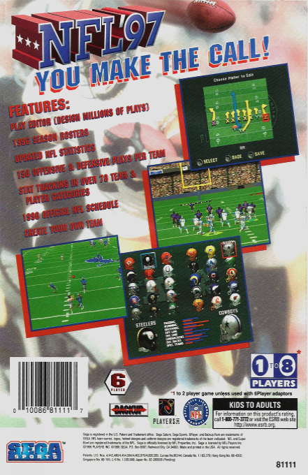 NFL '97 — box-2D-back (US)
