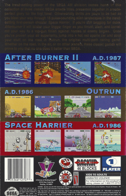 Sega Ages Volume 1 — box-2D-back (US)