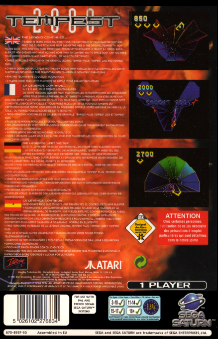Tempest 2000 — box-2D-back (EU)