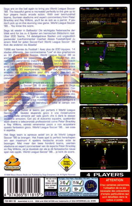World League Soccer 98 — box-2D-back (EU)
