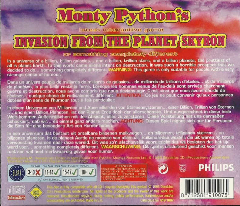 Monty Python's Invasion From The Planet Skyron — box-2D-back (WOR)