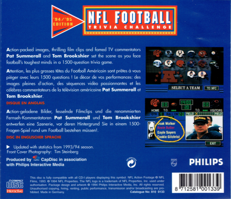 NFL Football Trivia Challenge '94-'95 Edition — box-2D-back (FR)