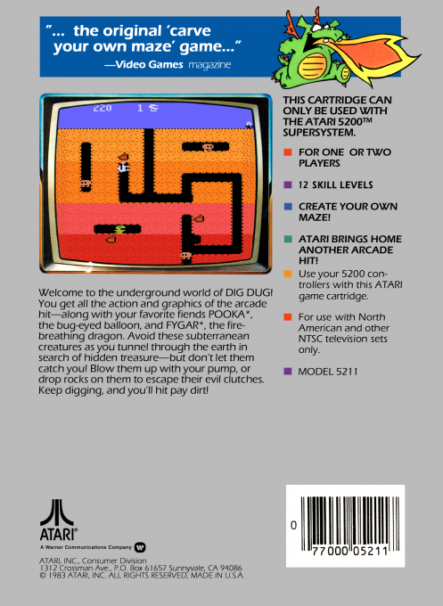Dig Dug — box-2D-back (US)