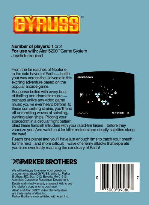 Gyruss — box-2D-back (US)