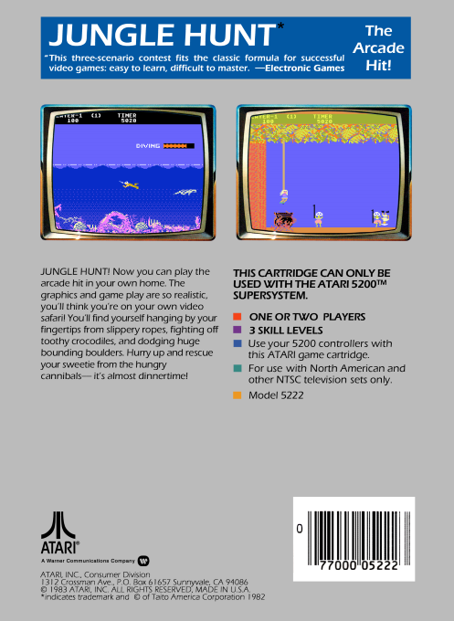 Jungle Hunt — box-2D-back (US)