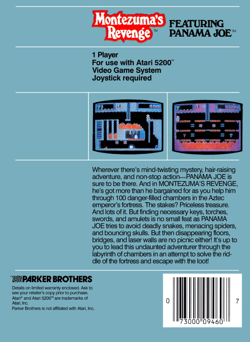 Montezuma's Revenge — box-2D-back (US)