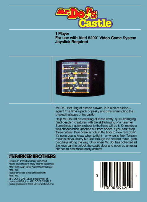 Mr. Do!'s Castle — box-2D-back (US)