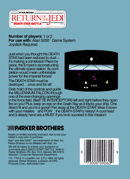 Star Wars - Return Of The Jedi - Death Star Battle — box-2D-back (US)