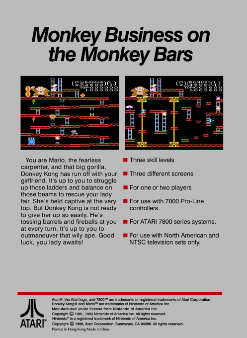 Donkey Kong — box-2D-back (US)