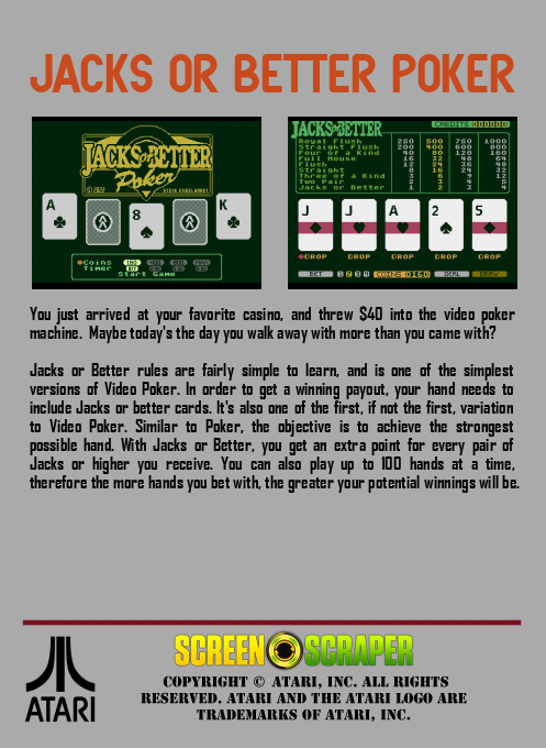 Jacks Or Better Poker — box-2D-back (SS)