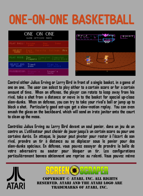 One-On-One Basketball — box-2D-back (SS)