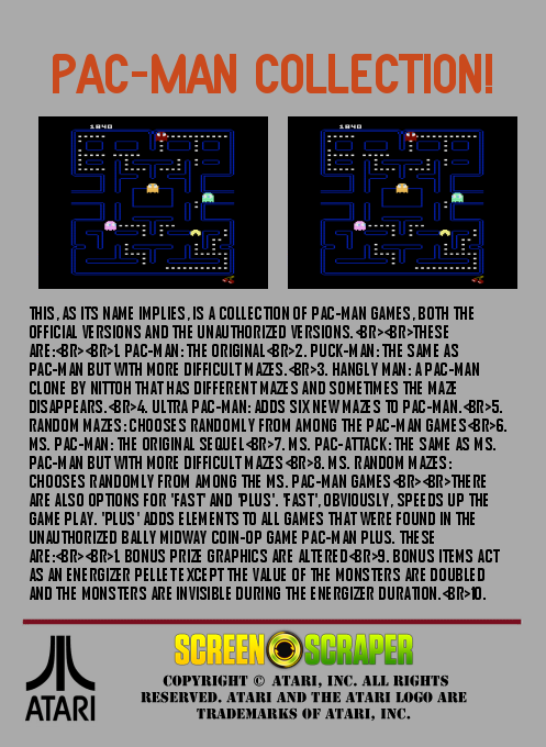 Pac-Man Collection - Ultimate Edition — box-2D-back (WOR)