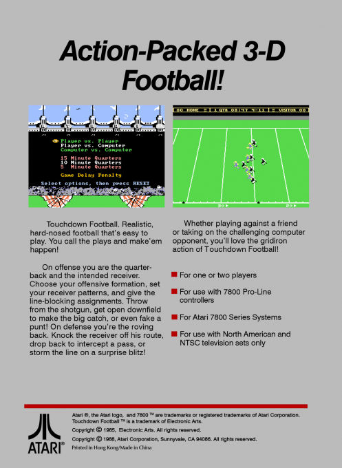 Touchdown Football — box-2D-back (US)
