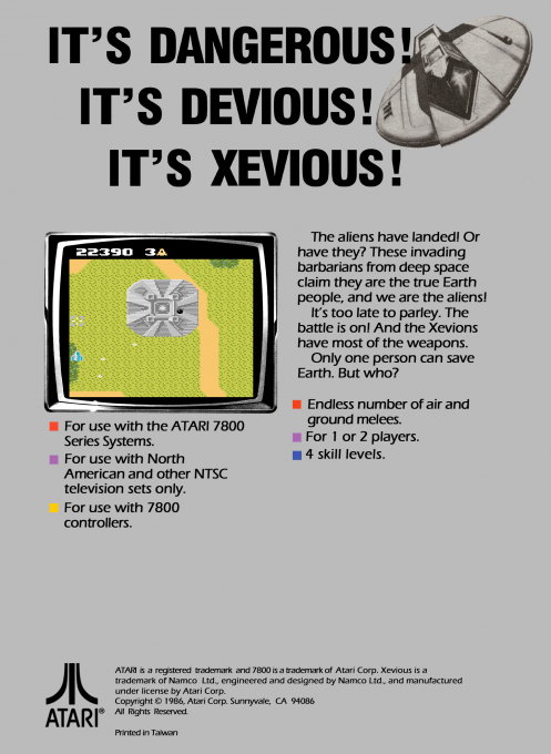 Xevious — box-2D-back (US)