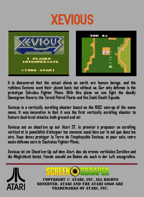 Xevious — box-2D-back (SS)