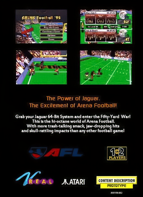 Arena Football '95 — box-2D-back (WOR)