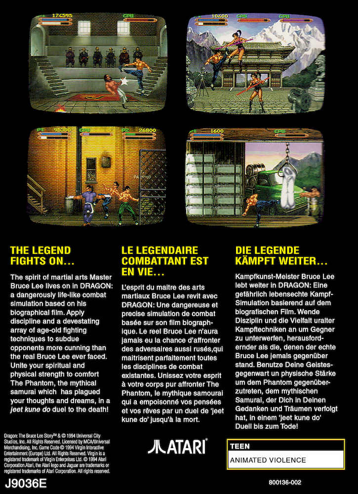 Dragon : The Bruce Lee Story — box-2D-back (WOR)