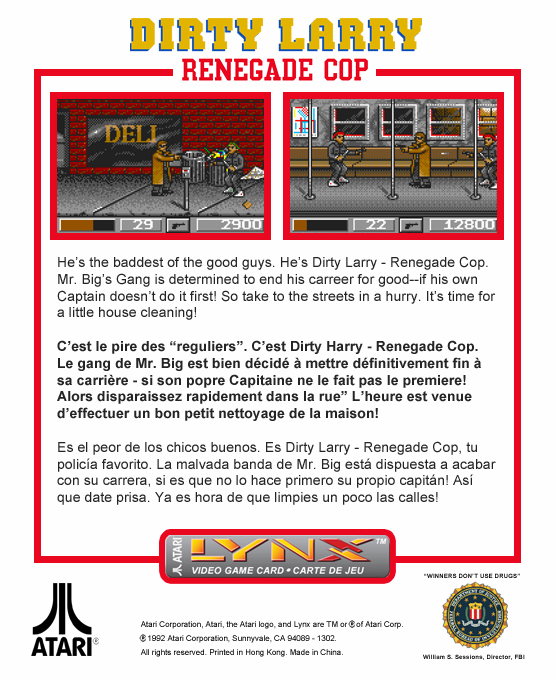 Dirty Larry - Renegade Cop — box-2D-back (WOR)