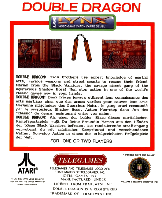 Double Dragon — box-2D-back (WOR)