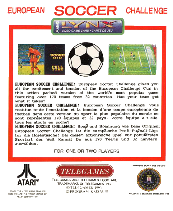 European Soccer Challenge — box-2D-back (WOR)