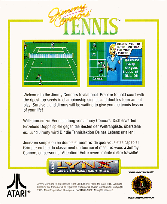 Jimmy Connors' Tennis — box-2D-back (WOR)
