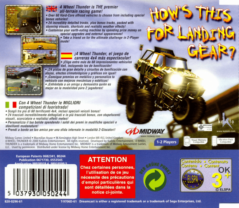 4 Wheel Thunder — box-2D-back (FR)