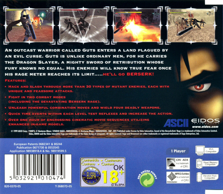 Sword of the Berserk - Guts' Rage — box-2D-back (EU)