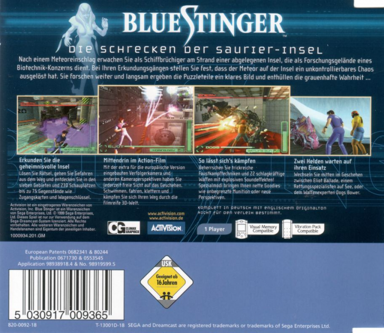 Blue Stinger — box-2D-back (DE)