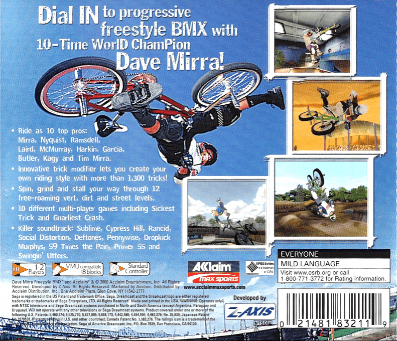 Dave Mirra Freestyle BMX — box-2D-back (US)