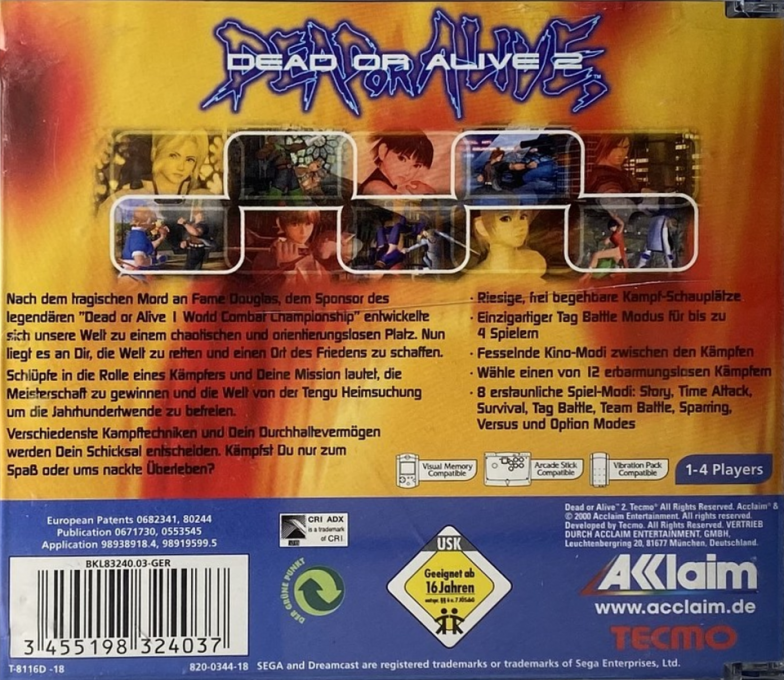 Dead or Alive 2 — box-2D-back (DE)