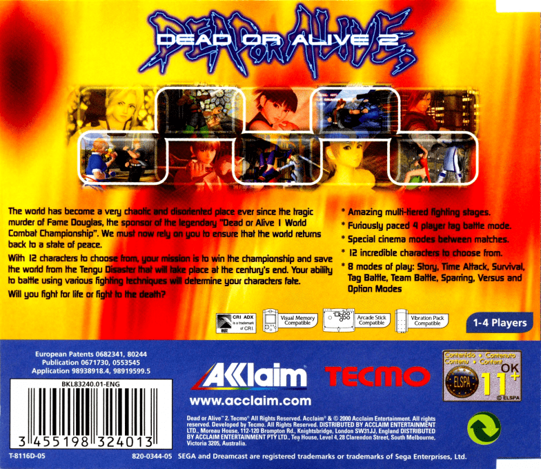 Dead or Alive 2 — box-2D-back (EU)