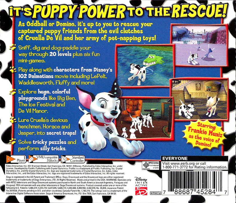 102 Dalmatians - Puppies To The Rescue — box-2D-back (US)