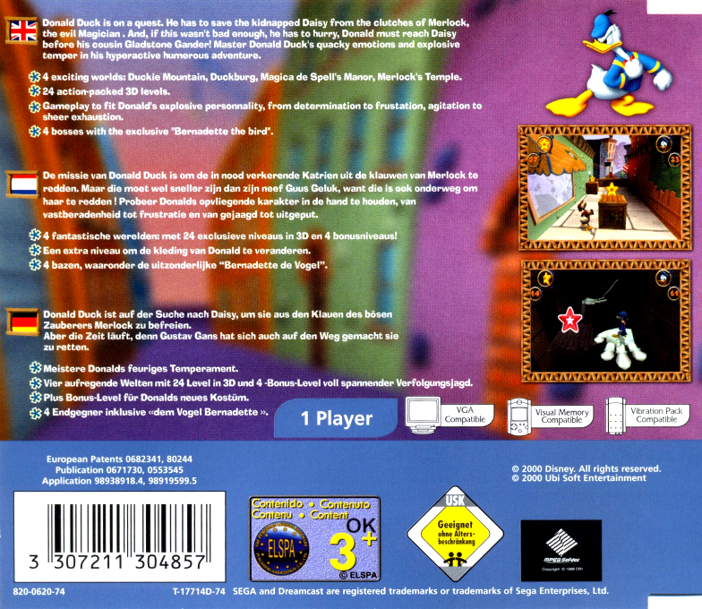 Disney's Donald Duck Quack Attack — box-2D-back (EU)